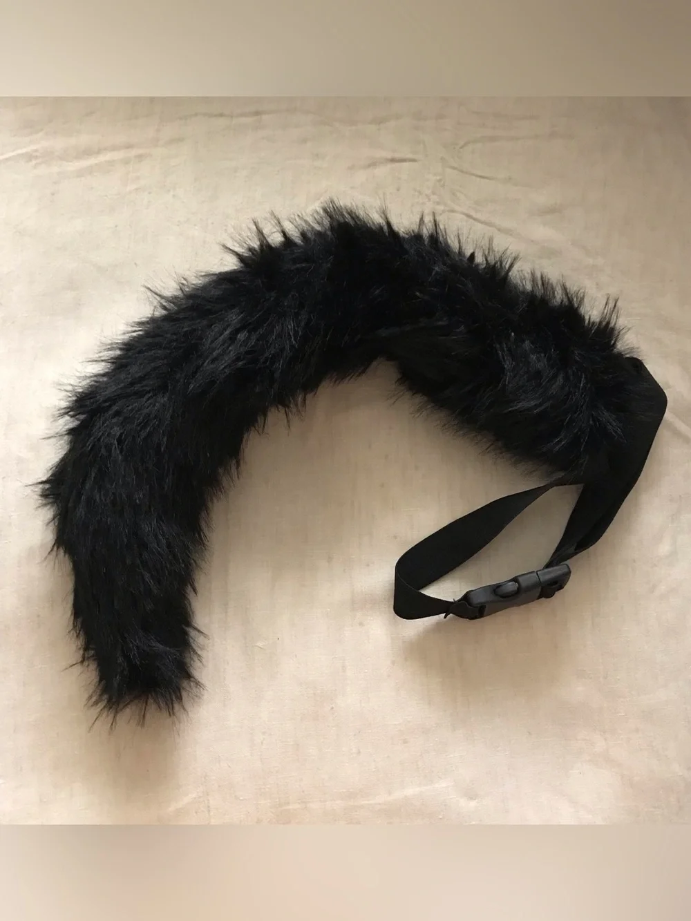 Black Faux Fur Costume Tail with Adjustable Strap